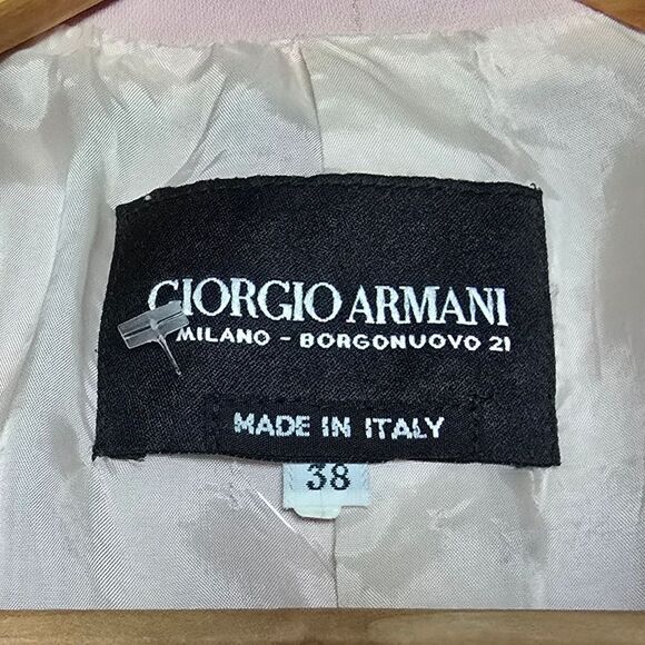 Giorgio Armani Italy Vintage 80s Wool Blend Single Button Blazer in Pale Pink - Picture 6 of 13